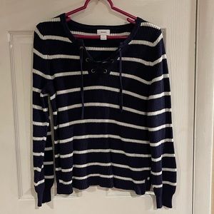 Navy Blue & White Striper Sweater (small)!